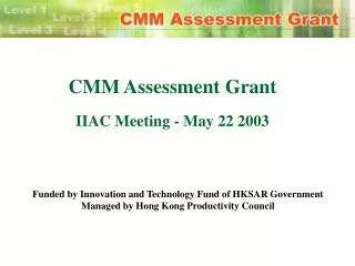 CMM Assessment Grant IIAC Meeting - May 22 2003