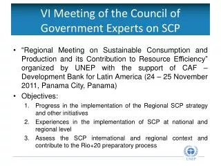 VI Meeting of the Council of Government Experts on SCP