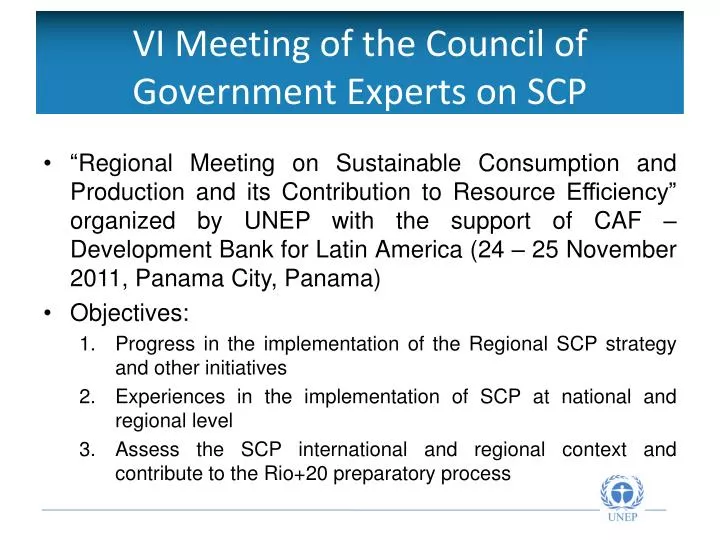 vi meeting of the council of government experts on scp
