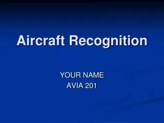 Aircraft Recognition