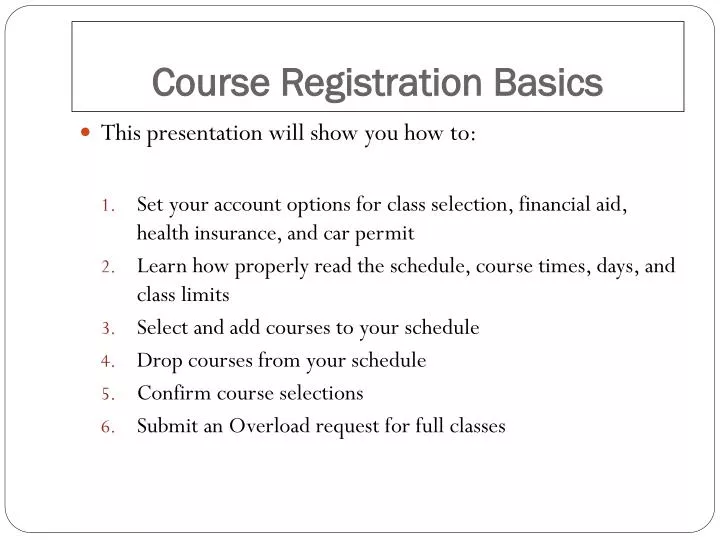 course registration basics