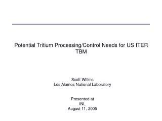 Potential Tritium Processing/Control Needs for US ITER TBM