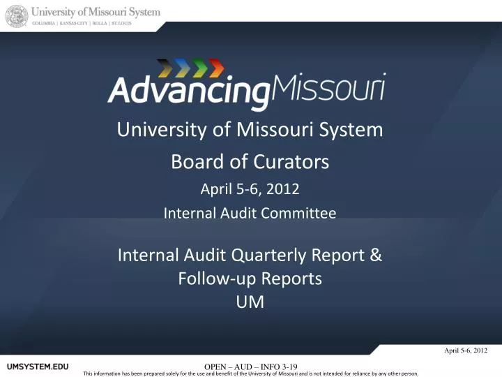 university of missouri system board of curators april 5 6 2012 internal audit committee