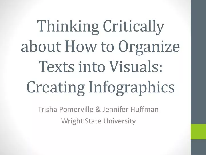 thinking critically about how to organize texts into visuals creating infographics