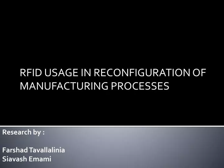 rfid usage in reconfiguration of manufacturing processes