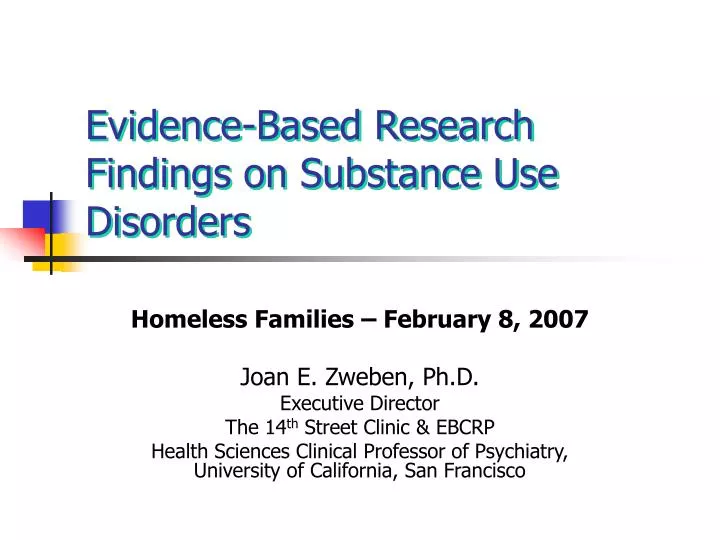 evidence based research findings on substance use disorders