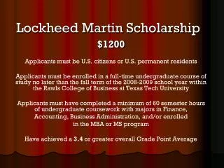 Lockheed Martin Scholarship