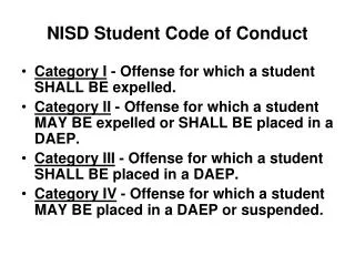 NISD Student Code of Conduct