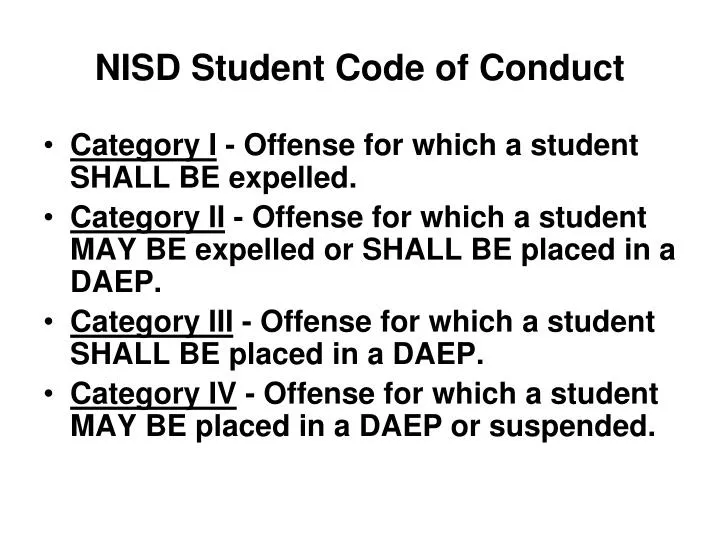 nisd student code of conduct