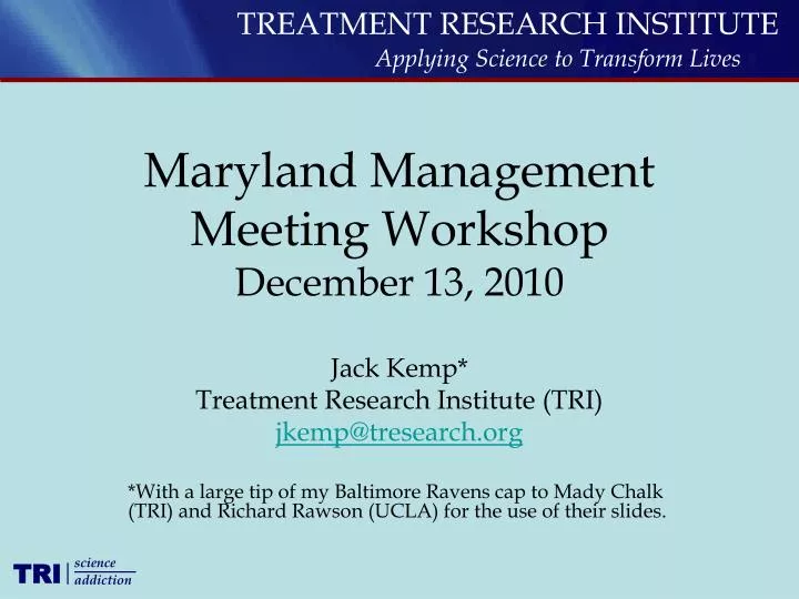 maryland management meeting workshop december 13 2010