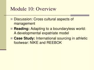 Module 10: Overview