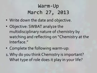 Warm-Up March 27, 2013