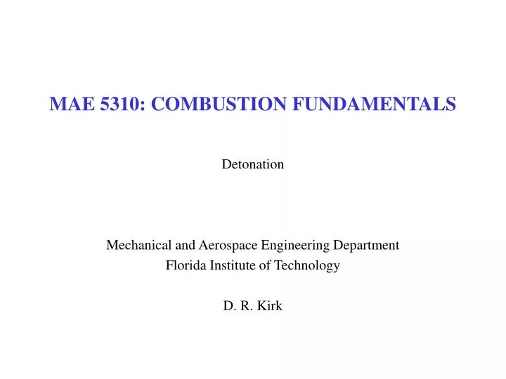 mae 5310 combustion fundamentals