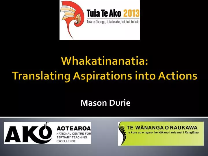 whakatinanatia translating aspirations into actions