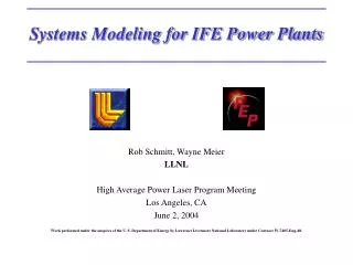 Systems Modeling for IFE Power Plants