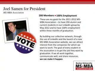 Joel Samen for President MS-MBA Association