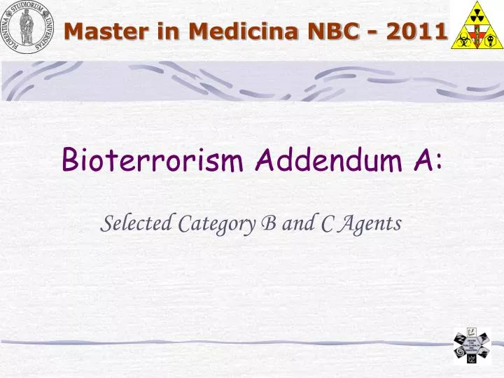 bioterrorism addendum a