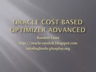ORACLE COST-BASED OPTIMIZER ADVANCED