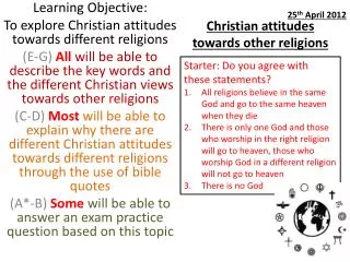 Christian attitudes towards other religions