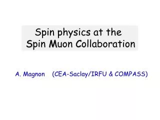 Spin physics at the S pin M uon C ollaboration
