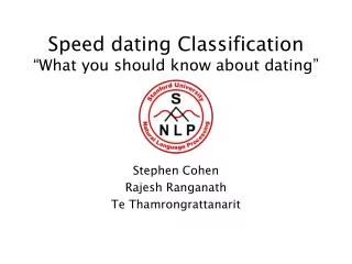 Speed dating Classification “What you should know about dating”