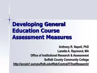 Developing General Education Course Assessment Measures