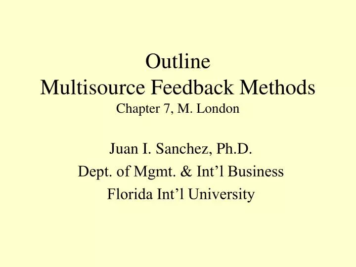 outline multisource feedback methods chapter 7 m london