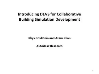 Introducing DEVS for Collaborative Building Simulation Development