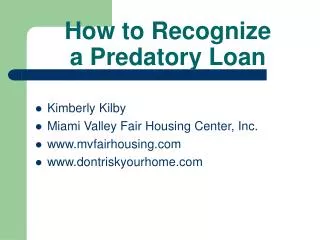 How to Recognize a Predatory Loan