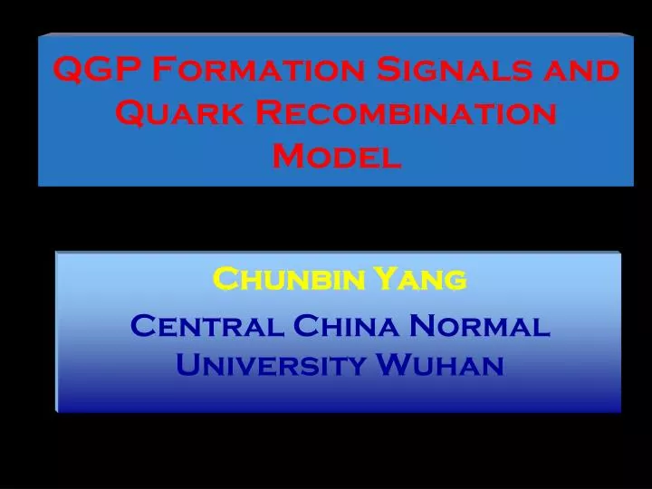 qgp formation signals and quark recombination model