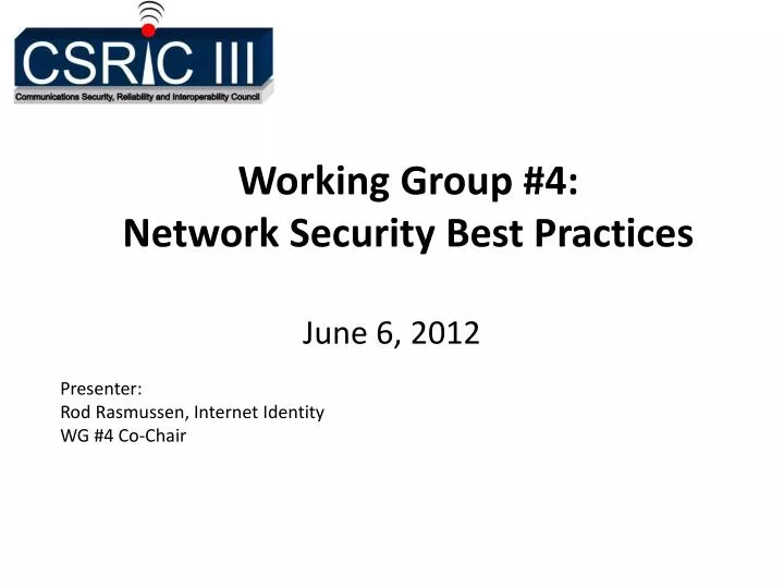 working group 4 network security best practices