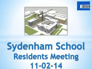 Sydenham School Residents Meeting 11-02-14