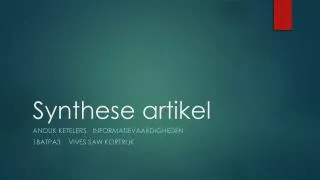 synthese artikel