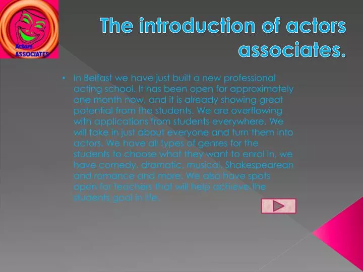 the introduction of actors associates