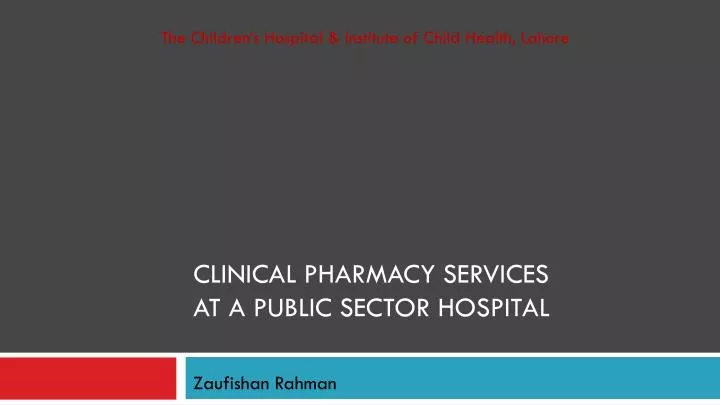 clinical pharmacy services at a public sector hospital