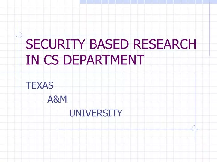 security based research in cs department