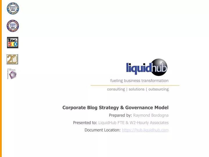 corporate blog strategy governance model