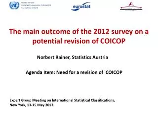 The main outcome of the 2012 survey on a potential revision of COICOP