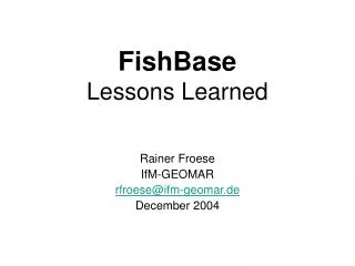 FishBase Lessons Learned