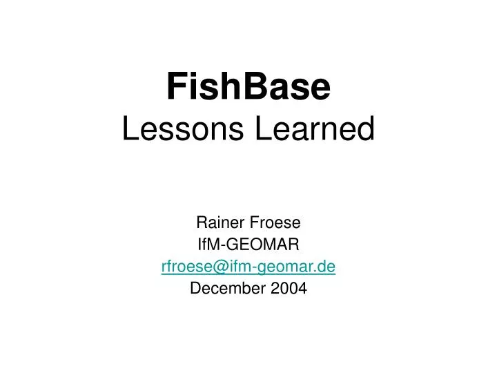 fishbase lessons learned