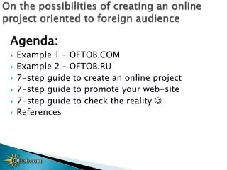 On the possibilities of creating an online project oriented to foreign audience