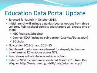 Education Data Portal Update