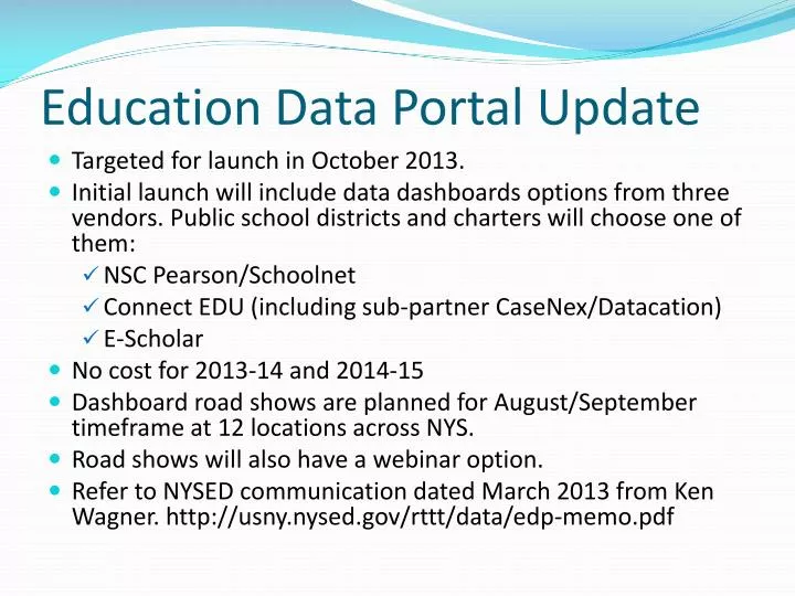 education data portal update