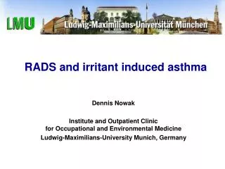 RADS and irritant induced asthma
