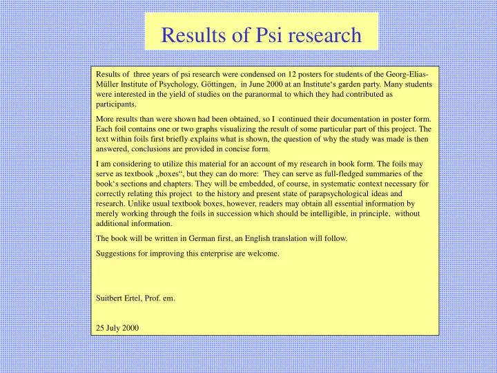 results of psi research