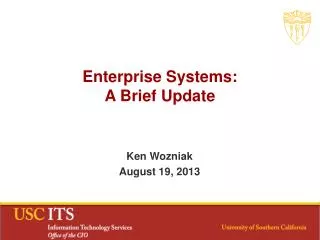 Enterprise Systems: A Brief Update