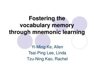 Fostering the vocabulary memory through mnemonic learning