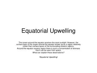 Equatorial Upwelling