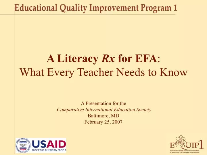 a literacy rx for efa what every teacher needs to know