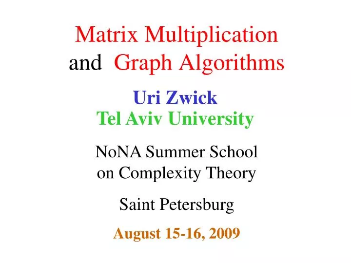 matrix multiplication and graph algorithms